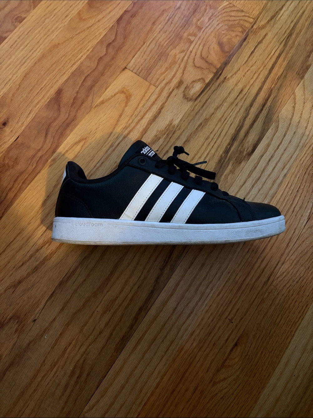 adidas Black & White Three-Stripe Cloudfoam Sneaker